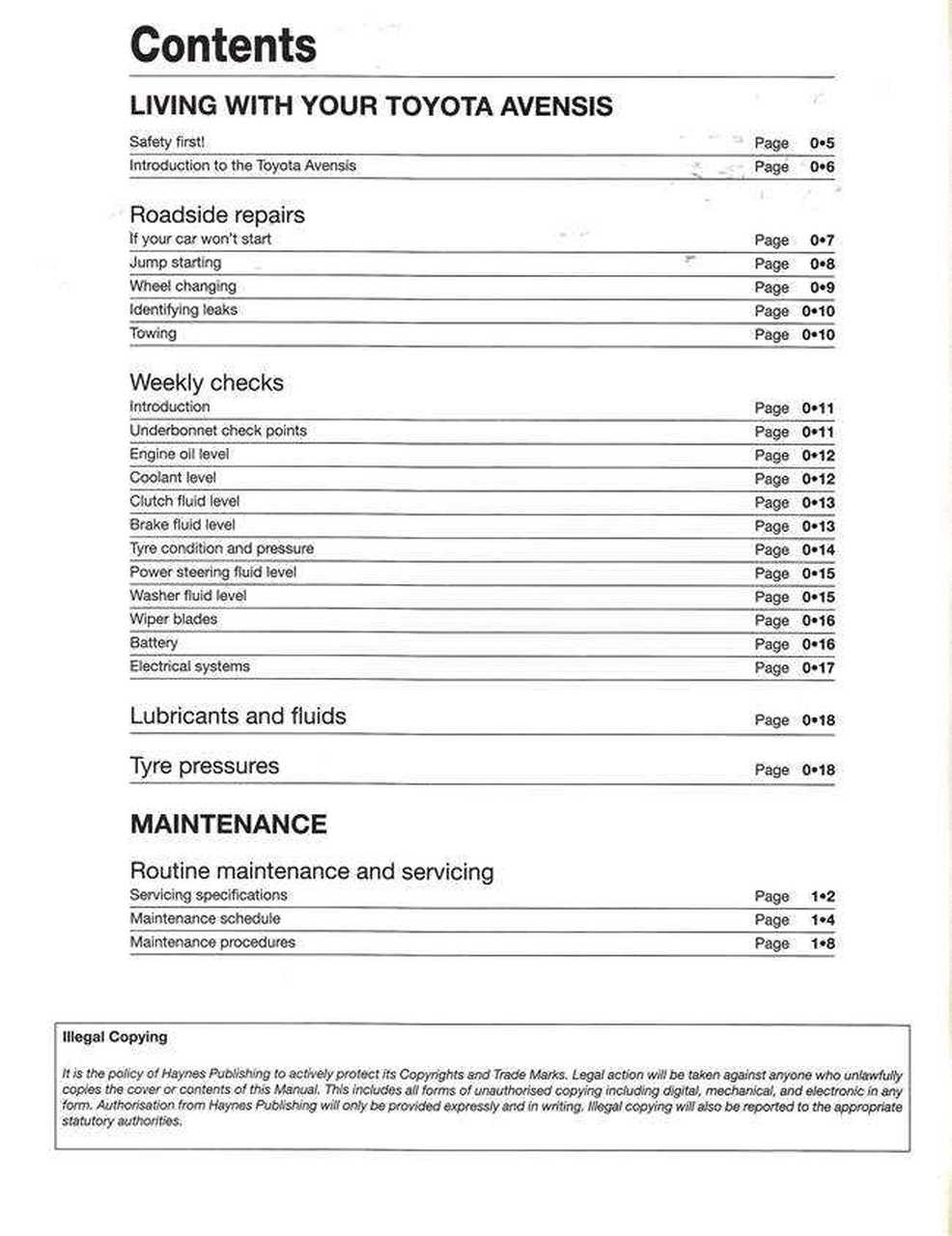 Toyota Avensis Petrol Service And Repair Manual